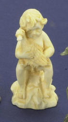 Dollhouse Miniature Ivory Boy with Duck Statues
