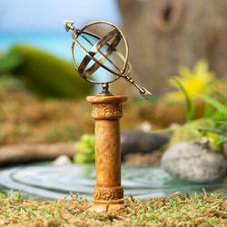 Dollhouse Miniature Garden Globe on Aged Pedestal