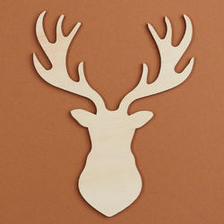 Large Unfinished Wood Deer Head Cutout