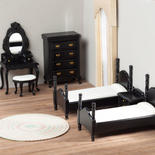Dollhouse Miniature Twin Bedroom Set