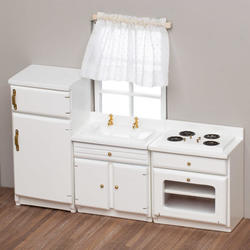 Dollhouse Miniature White Kitchen Set