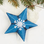 Blue Snowflake Barn Star Ornament