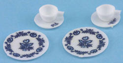 Dollhouse Miniature Teacups and Plates Set