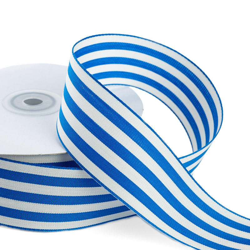 Blue and White Striped Ribbon - Ribbon and Trims - Craft Supplies