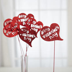 "Happy Valentine's Day" Glittered Heart Floral Picks