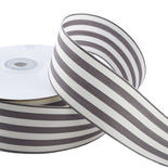 Charcoal Gray and White Striped Ribbon