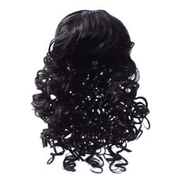 Antina's Black Long Soft Curls With Bangs Doll Wig