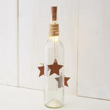 Glowing Primitive Glass Bottle with Cork and Rusted Stars