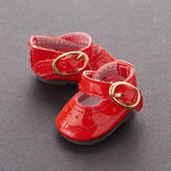 Tallina's Red Scalloped Buckle Doll Shoes