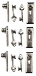 Dollhouse Miniature Knob Keyhole Key Set
