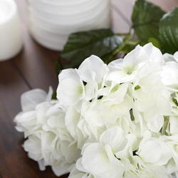 Faux White Hydrangea Silk Flower Bush
