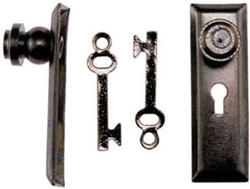 Dollhouse Miniature Door Knob with Key Plate and Keys