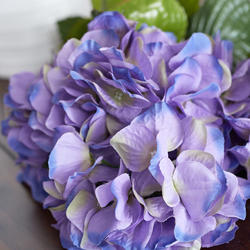 Faux Lavender Purple Hydrangea Silk Flower Bush