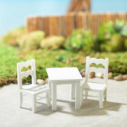 Dollhouse Miniature White Child's Table and Chair Set