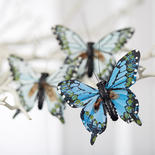 Blue Feathered Artificial Butterflies