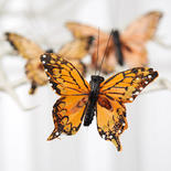 Orange Feathered Artificial Monarch Butterflies