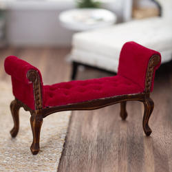 Dollhouse Miniature Red Tufted Settee