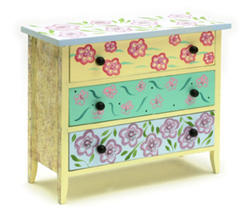 3-Drawer Painted Flower Doll Chest
