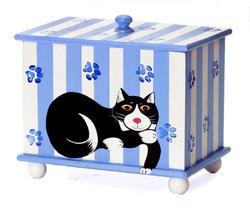 Blue Paw Print Cat Container