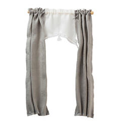 Dollhouse Miniature Grey Curtain With White Shade