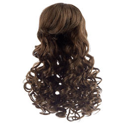 Antina's Long Brunette Soft Curls with Bangs Doll Wig