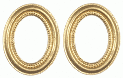 Dollhouse Miniature Small Gold Oval Picture Frame 2pc Set