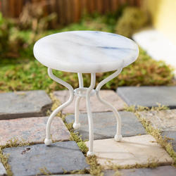 Dollhouse Miniature White Round Marble Top Table