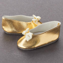 Tallina's Fancy Gold Slip On with Bow Doll Shoes