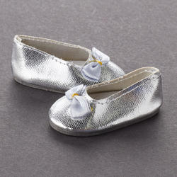 Tallina's Fancy Silver Slip On with Bow Doll Shoes