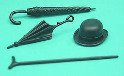 Dollhouse Miniature Umbrella, Walking Stick, Parasol and Hat Kit