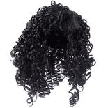 Antina's Black Long Soft Curls With Side Part Doll Wig