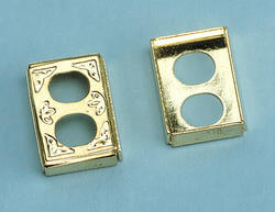 Dollhouse Miniature Engraved Brass Outlet Cover