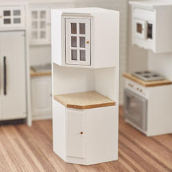 Dolls House White Fitted Kitchen A Corner Unit Marble Effect Top 