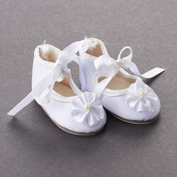 Tallina's White French Tie Rosette Doll Shoes