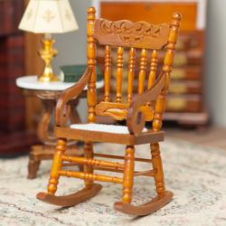 Dollhouse Miniature Walnut Rocking Chair