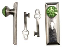 Dollhouse Miniature Green Crystal Classic Knob with Key