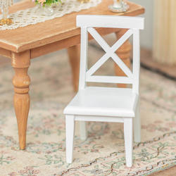 Dollhouse Miniature White Cross Buck Chair