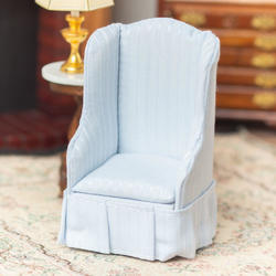 Dollhouse Miniature Light Blue Stripe Chair