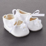 Tallina's White Rosette Baby Doll Shoes