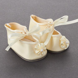 Tallina's Bone Rosette Baby Doll Shoes