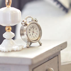 Dollhouse Miniature Silver Alarm Clock