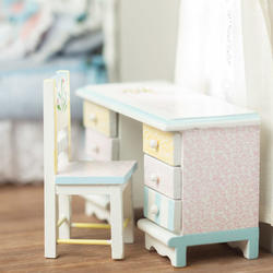 Desk & Chair hand painted wooden dollhouse 1/12 scale miniature EMWF492 