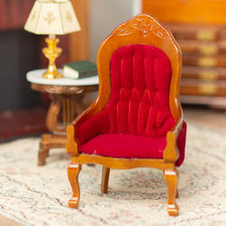 Dollhouse Miniature Red Victorian Gent's Chair
