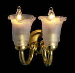 Dollhouse Miniature Double Wall Sconce w/Frosted Tulip Shades