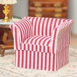 Dollhouse Miniature Red and White Striped Chair