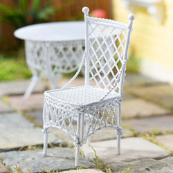 Dollhouse Miniature White Wire Outdoor Chair