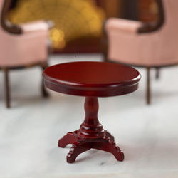 Dollhouse Miniature Living Room Pedestal Side Table in Mahogany ~ T3504 