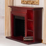 Dollhouse Miniatures Mahogany Fireplace With Shelves