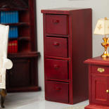 Dollhouse Miniature Mahogany 4 Drawer File Cabinet