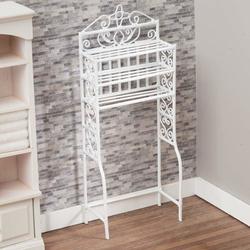 Dollhouse Miniature Large White Wire Tower Shelf